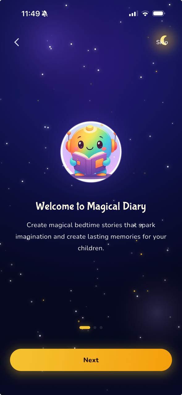 Welcome to Magical Diary onboarding screen